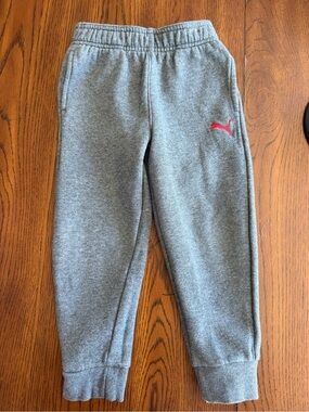Puma Kids Gray Sweatpants with Red Puma Logo